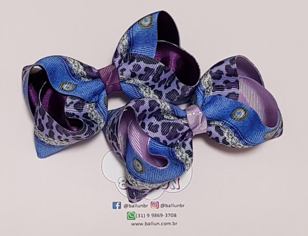 Laço estampado jeans com oncinha